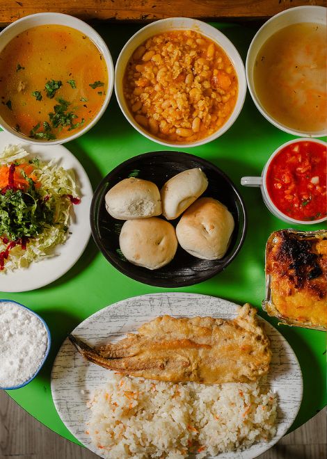 A trio of Chilean classics: pastel de choclo, caldo de pata, and porotos granados