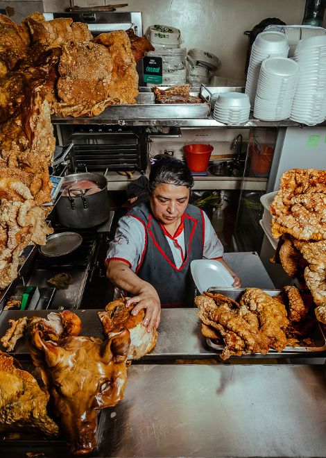 Meet the market vendors behind Quito's slow-roasted hornado.