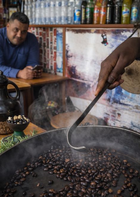 Buna, roasted coffee Ethiopian-style
