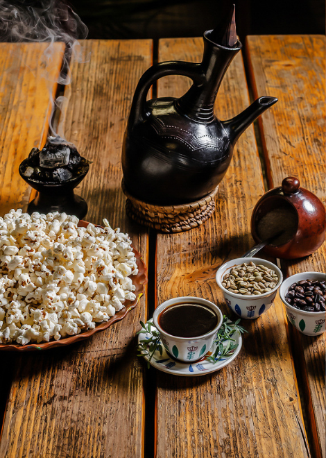 Buna, roasted coffee Ethiopian-style
