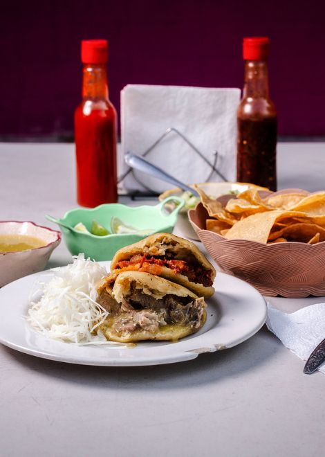  Fried masa godita filled with complex mole