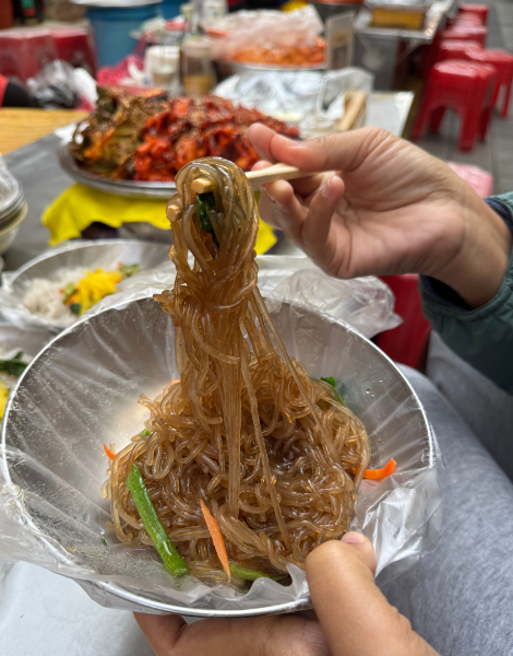 Twist your chopsticks over Busan japchae glass noodles