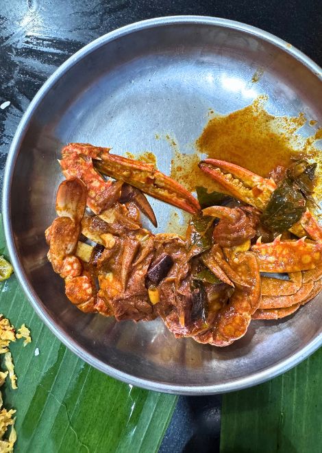 Rich nandu kari, Sri Lanka's deeply spiced crab curry.