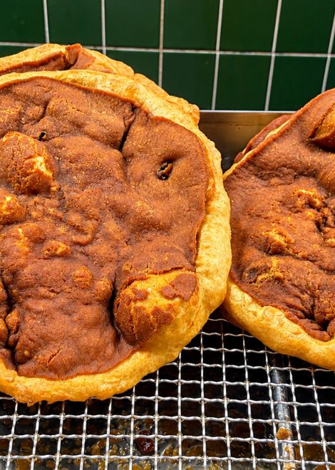 Brown sugar fritters, crisp outside and molten within.