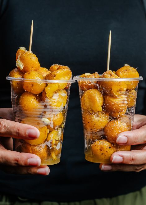 Golden papitas criollas, Colombia's beloved little yellow potatoes.
