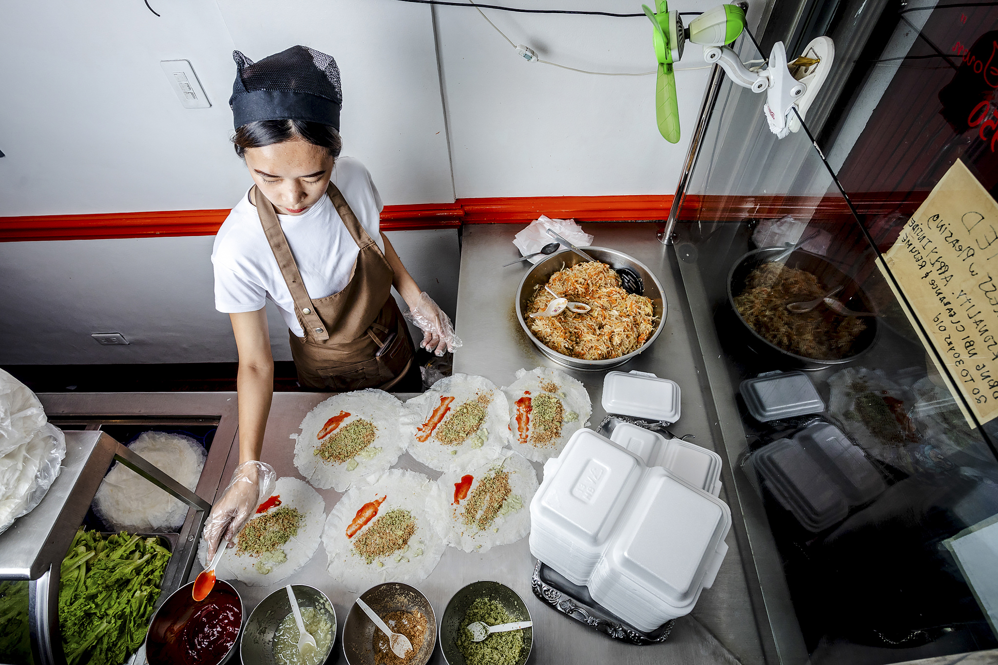 Fresh lumpia with a (closely guarded) recipe sauce