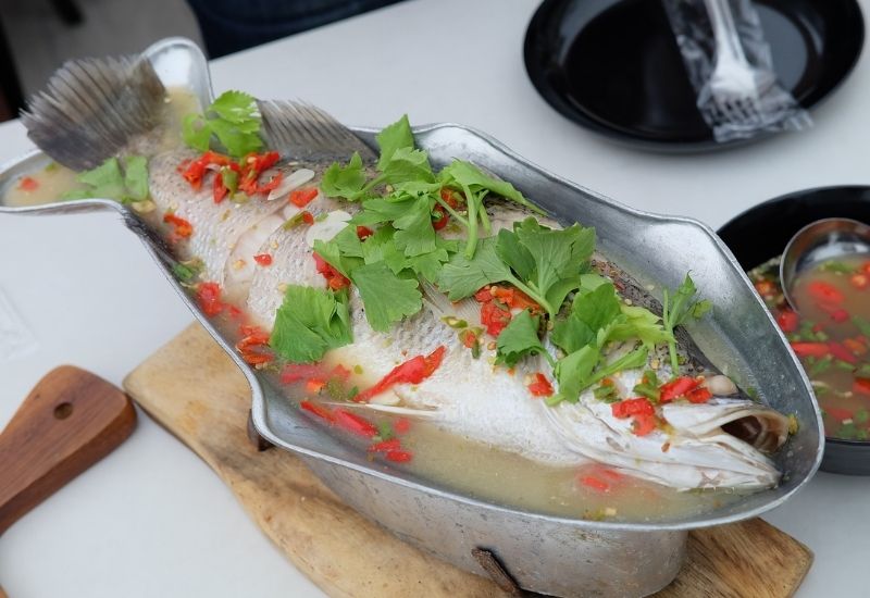 Thai seafood - steamed seabass