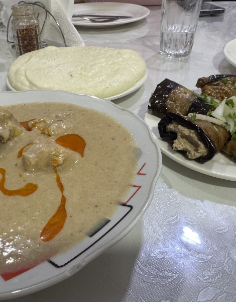  Chicken walnut kharcho stew and eggplant rolls