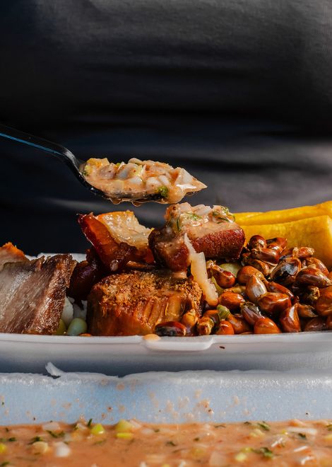 Succulent fritada, pork slowly cooked with fragrant Ecuadorian spices.