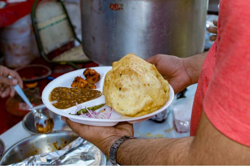 must try street food in Delhi - Chole bhature