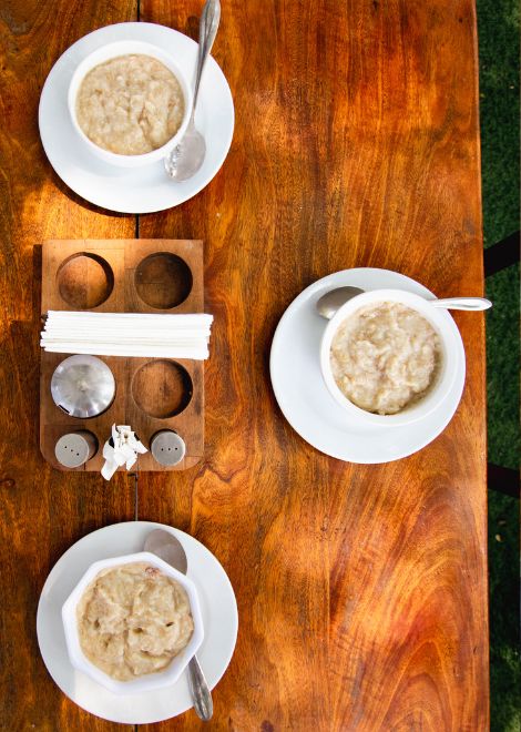 Comforting boko boko, slow-cooked chicken and wheat Zanzibar style.