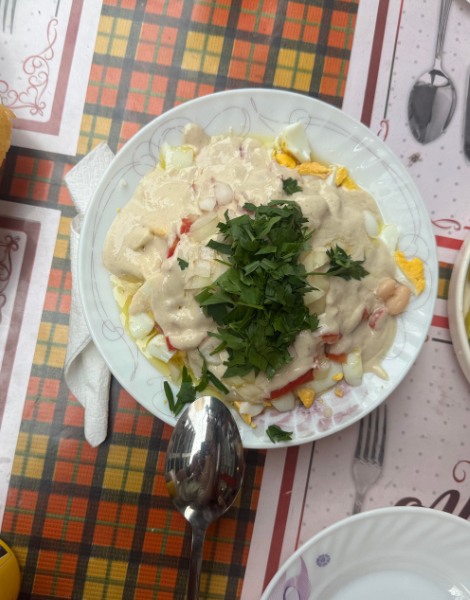 Piyaz - Antalaya style - drenched in a rich tahini sauce