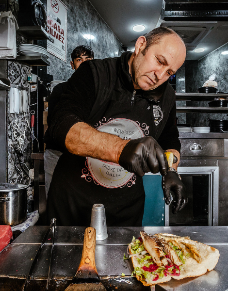 Food heroes prepare balik durum fish wrap