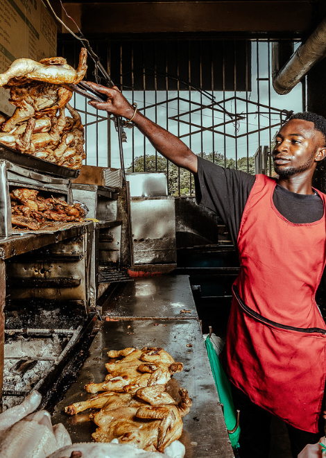 The famous fire-chickens in Wandegeya