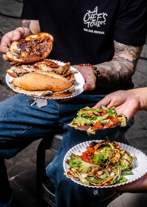Dried beef torta and tostada with chileajo