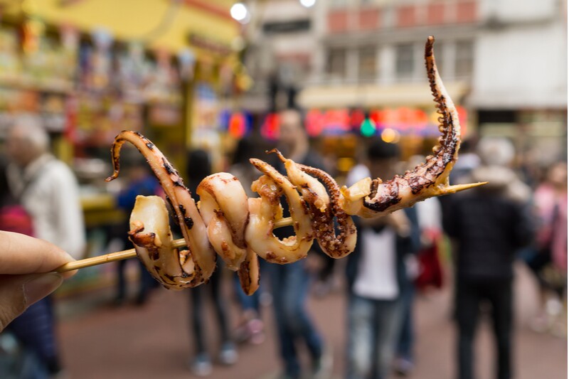 Hong Kong street food - squid on a stick