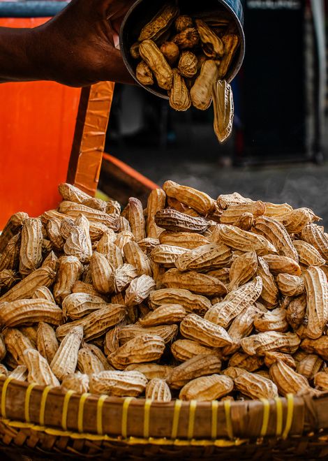 Freshly steamed kacang rebus, a simple Jakarta street-food favourite.