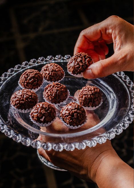 Hand made Brigadeiro, Brazilian's chocolate bon bon
