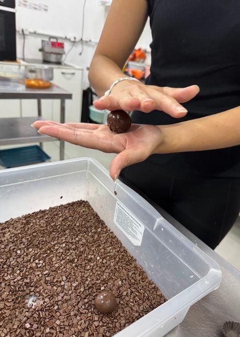 Hand made Brigadeiro, Brazilian's chocolate bon bon