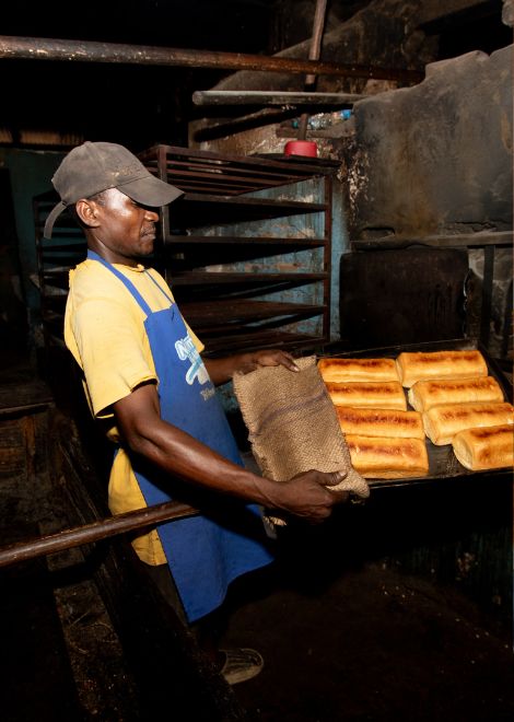 Warm, crusty bread pulled fresh from a wood-fired oven.