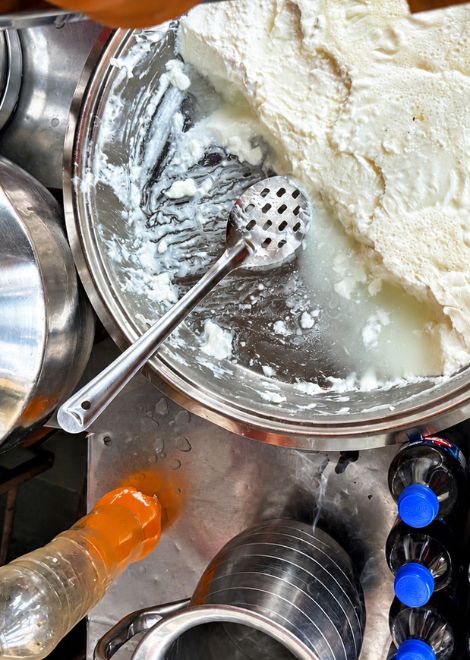 Fresh, soft paneer straight from the pan.