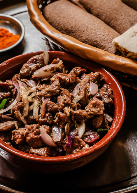 Chikena tibs, berbere-spiced sautéed beef