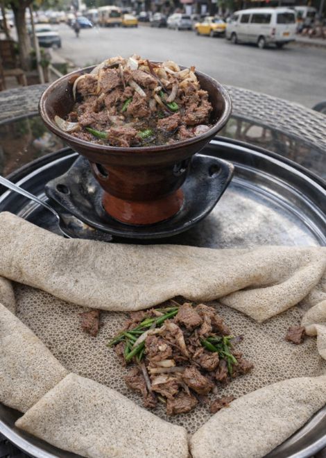 Chikena tibs, berbere-spiced sautéed beef