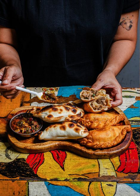 Crisp, golden baked empanadas and oven-baked chicken empanadas served with a closely guarded house sauce