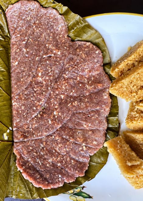 Unwrap a fragrant helapa, Sri Lanka's traditional steamed millet cake.