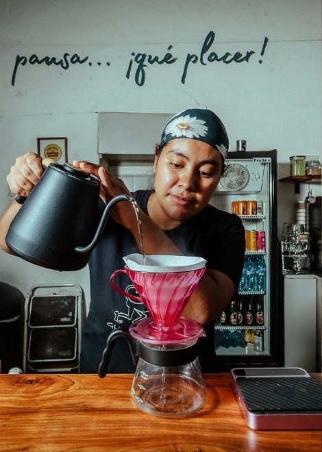 Fresh Guatemalan coffee, poured and ready to drink.