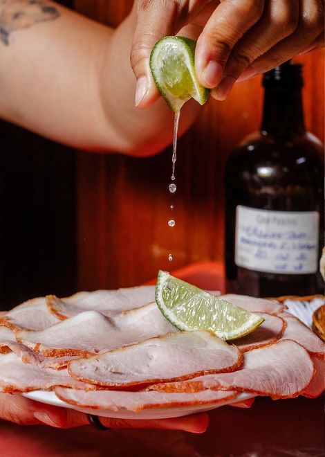 Tender slices of pork picanha finished with a squeeze of fresh lime