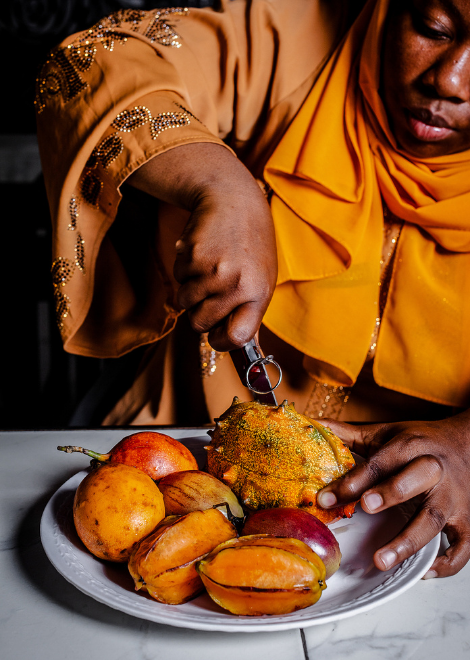 Seasonal exotic fruits like thorn melon and tree tomatoes