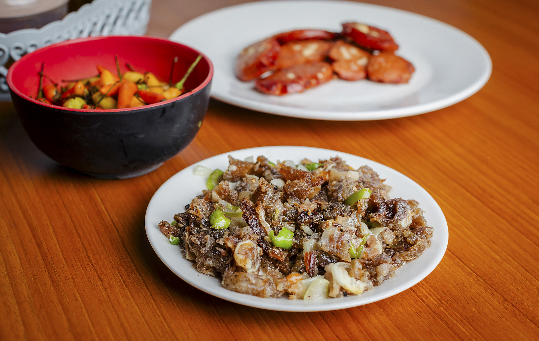 Sizzling sisig and sausage