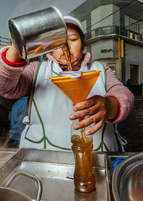 Warm emoliente, Peru's traditional herbal drink.