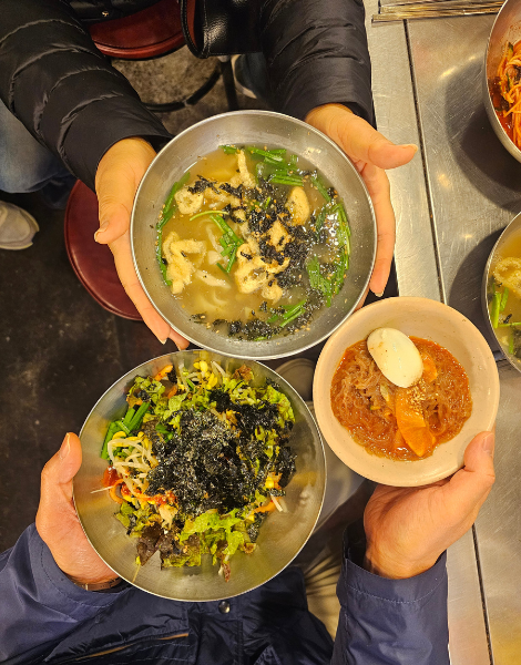 Trio of specialities including cold bibim naengmyeon