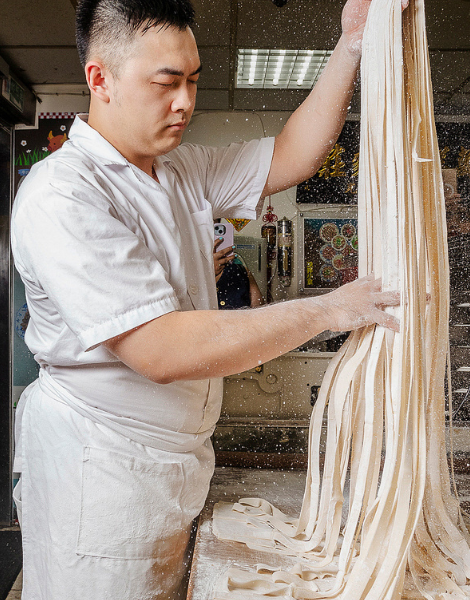Hand-made noodles in the back kitchens