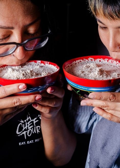 Tasting tejate on our daily Oaxaca Eats tour