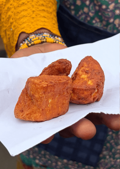 Golden fried wagashi, West Africa's distinctive cow's milk cheese.