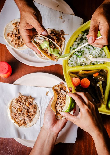 Tender slow-cooked pork carnitas taco