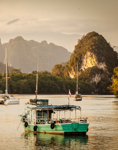 On the stroll to the night market see the beauty of Krabi's limestone stacks