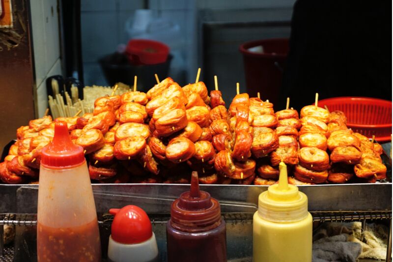 Hong Kong street food - pig intestine
