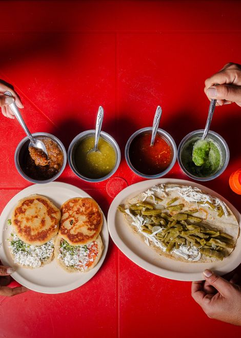 Fat gorditas stuffed with refried beans and requesón cheese