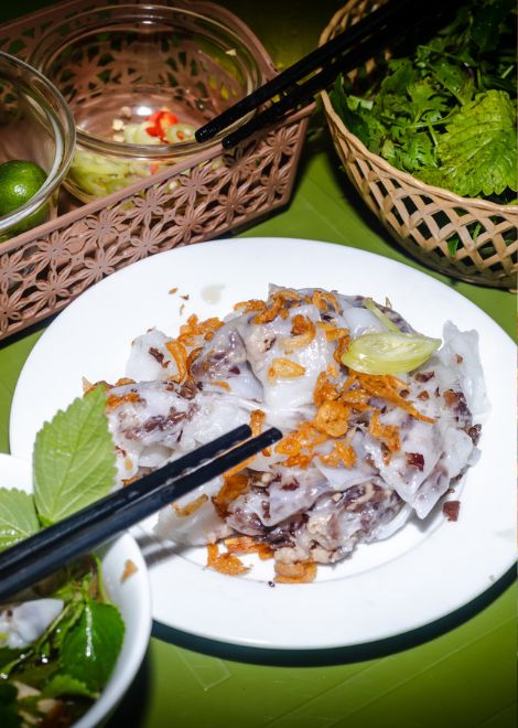 Freshly made bánh cuốn, delicately steamed to order.