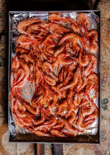 Prawns from the fish market cooked in harissa and spices