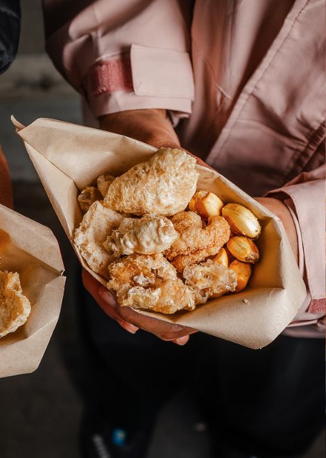 Crispy pork crackling and toasted corn come together in tocto