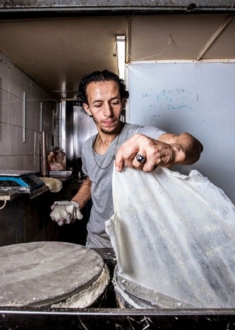 Warqa pasty being made in the market