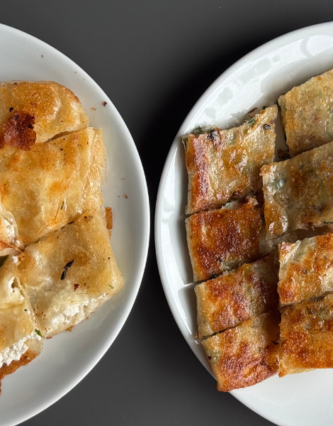 Deliciously flaky serpme börek pastries from a 3rd generation recipe