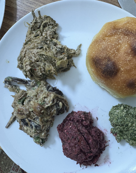 Pkhali walnut spreads of beetroot and spinach 