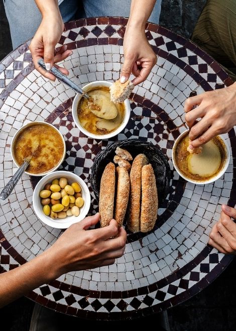 Eat like a local with steaming bowls of hearty bissara and warm khobz bread.