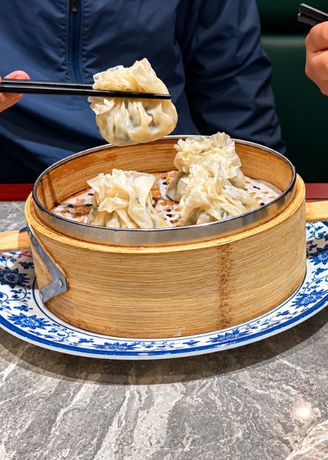 Steamed shaomai, straight from the bamboo basket.